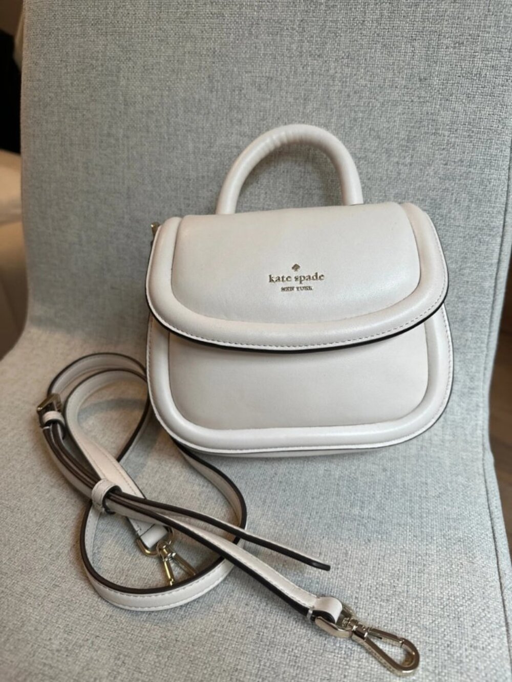 Kate Spade Puffy Top Handle Crossbody Bag Cream White